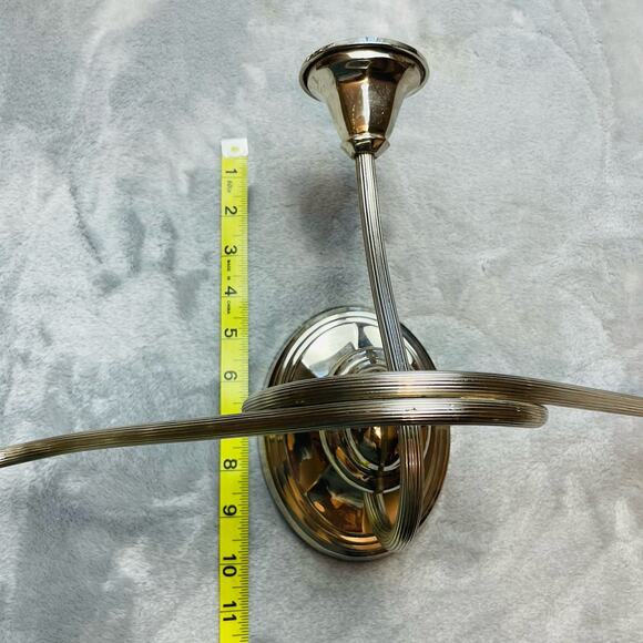Vintage Bombay Co Candlestick Silver Tone Double Arm Candle Wall Sconce Regency - Picture 4 of 6